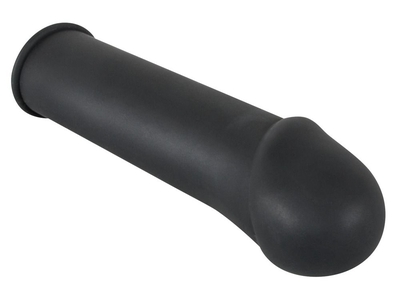 Чёрная удлиняющая насадка для пениса Rebel - 16 см. - фото, цены
