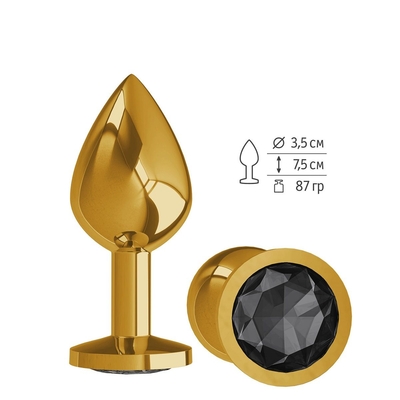 Золотистая средняя пробка с чёрным кристаллом - 8,5 см. - фото, цены