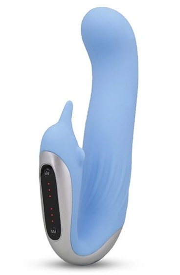 Голубой вибромассажер с клиторальной стимуляцией Seducer Dual Motor Dolphin Vibrator - 15 см. - фото, цены