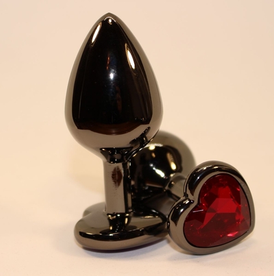 Чёрная пробка с красным сердцем-кристаллом - 7 см. - фото, цены