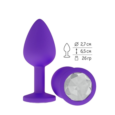 Фиолетовая силиконовая пробка с прозрачным кристаллом - 7,3 см. - фото, цены