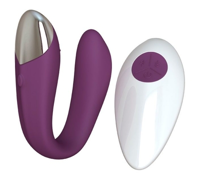 Фиолетовый вибратор для пар Fera с пультом ду - фото, цены