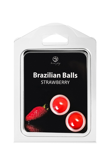 Набор из 2 шариков с массажным маслом Brazilian Balls с ароматом клубники - фото, цены