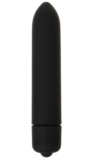 Черная вибропуля с заострённым кончиком - 9,3 см. - фото, цены