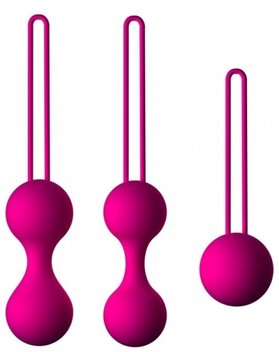 Набор из 3 вагинальных шариков Кегеля розового цвета - фото, цены