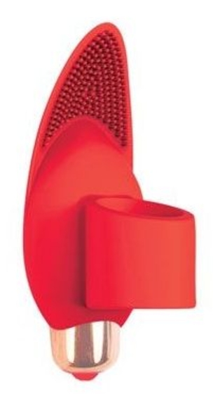 Красный вибростимулятор с петелькой под палец - 8 см. - фото, цены