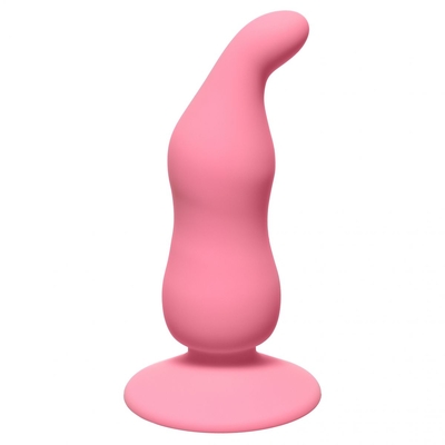 Розовая анальная пробка Waved Anal Plug Pink - 11 см. - фото, цены