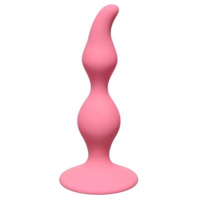 Розовая анальная пробка Curved Anal Plug Pink - 12,5 см. - фото, цены