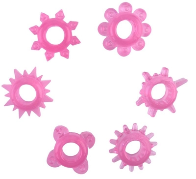 Набор из 6 розовых эрекционных колец - фото, цены