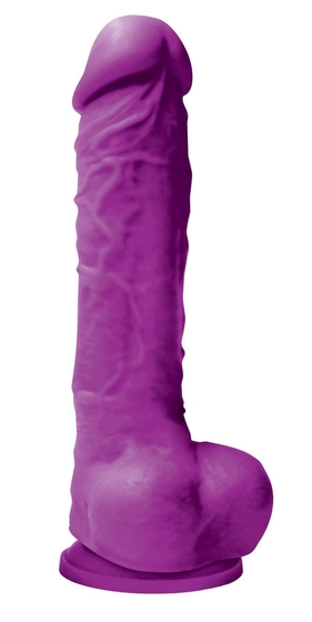 Фиолетовый фаллоимитатор на присоске Colours Pleasures 5 Dildo - 17,8 см. - фото, цены