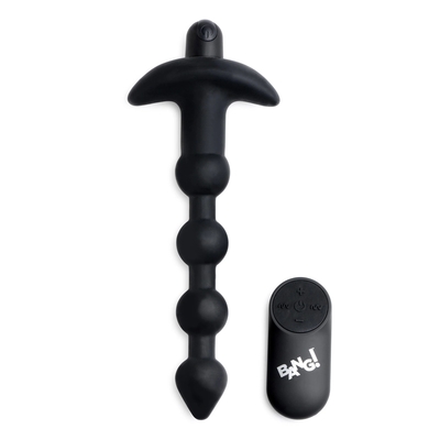 Черные анальные бусы с вибрацией и пультом ду 28x Remote Control Vibrating Silicone Anal Beads - 19 см. - фото, цены