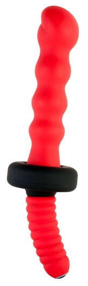 Красный двусторонний фигурный вибратор - 30 см. - фото, цены