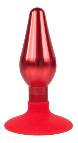 Красная конусовидная анальная пробка - 10 см. - фото, цены