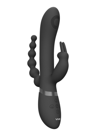 Черный анально-вагинальный вибромассажер Rini - 22,3 см. - фото, цены