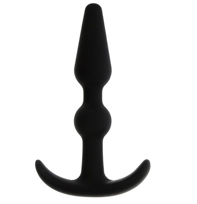 Чёрный массажер для анальной стимуляции T-shape Silicone Butt Plug Black - 8,9 см. - фото, цены