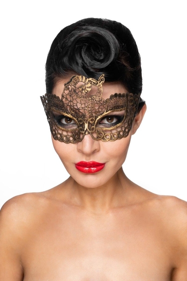 Золотистая карнавальная маска Этамин - фото, цены