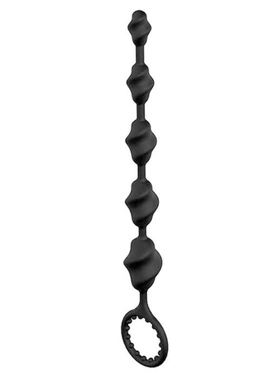 Черная анальная цепочка Twisted Beads - 23 см. - фото, цены
