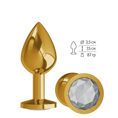 Золотистая средняя пробка с прозрачным кристаллом - 8,5 см. - фото, цены