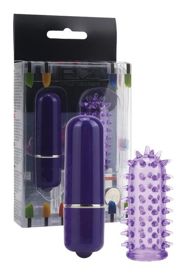Фиолетовый мини-вибратор с насадкой Powerful Mini Massager - 5 см. - фото, цены