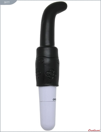 Чёрный изогнутый вибратор для анальной стимуляции - 18,5 см. - фото, цены