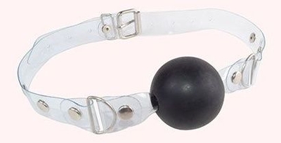 Черный кляп-шарик на прозрачном ремешке - фото, цены