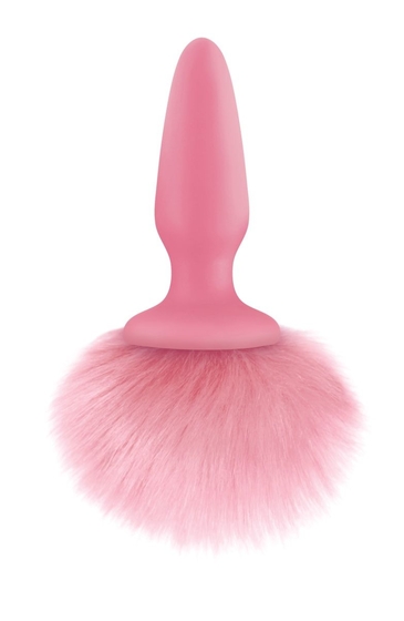 Розовая анальная пробка с коротким розовым хвостиком Bunny Tails - фото, цены