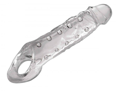 Прозразная закрытая насадка на пенис с поддержкой мошонки Clearly Ample Penis Enhancer - 22 см. - фото, цены