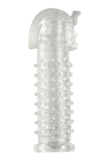 Прозрачная насадка на пенис с шипами и кольцами Фараон - 14 см. - фото, цены