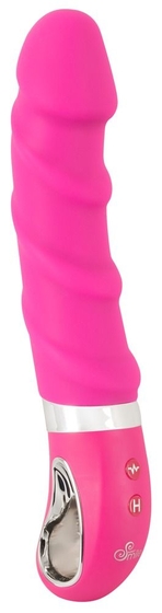 Розовый вибратор с рёбрышками и подогревом Warming Soft Vibrator - 22,8 см. - фото, цены