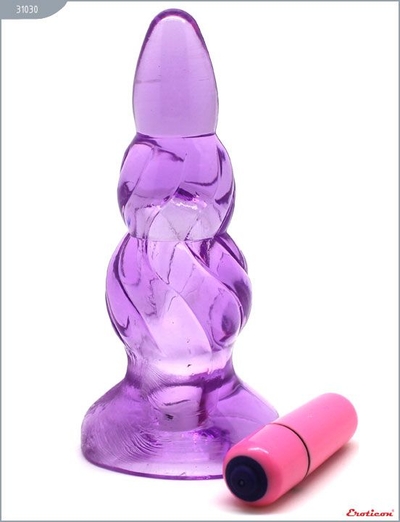 Фиолетовая анальная вибропробка - 9 см. - фото, цены