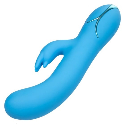 Голубой вибромассажер Insatiable G Inflatable G-Bunny с функцией расширения - 21 см. - фото, цены