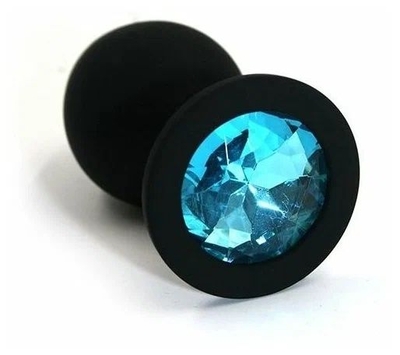 Черная силиконовая пробка с голубым стразом - 8 см. - фото, цены