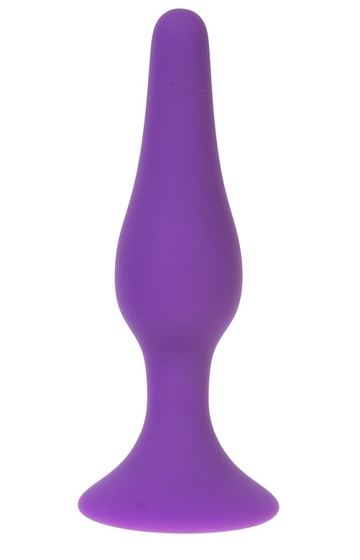 Фиолетовая силиконовая анальная пробка размера S - 10 см. - фото, цены