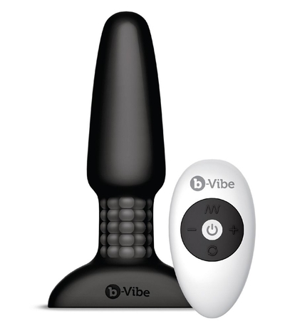 Чёрная вибровтулка с ротацией шариков Rimming Remote Control Plug Black - 15,2 см. - фото, цены
