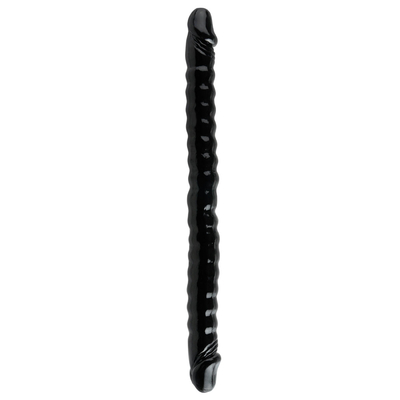 Черный двухголовый фаллоимитатор Basix Rubber Works 18 - 45 см. - фото, цены