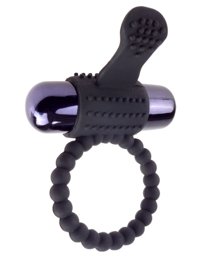 Черное эрекционное виброкольцо Vibrating Silicone Super Ring - фото, цены