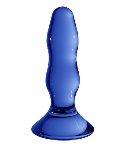 Синяя стеклянная анальная пробка Pleaser - 11,5 см. - фото, цены