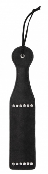 Черная гладкая шлепалка Diamond Studded Paddle - 30,5 см. - фото, цены