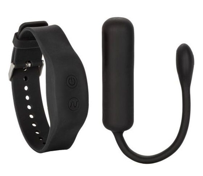 Черное виброяйцо с браслетом-пультом Wristband Remote Petite Bullet - фото, цены