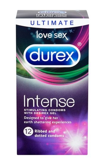 Рельефные презервативы со стимулирующей смазкой Durex Intense Orgasmic - 12 шт. - фото, цены