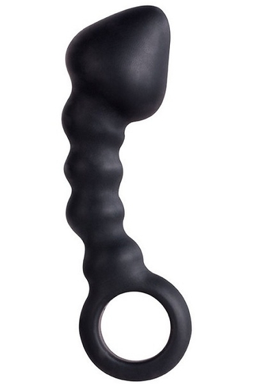 Чёрный анальный стимулятор с кольцом Head Invader - 13 см. - фото, цены