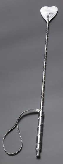 Серебристый стек с наконечником-сердцем из искусственной кожи - 57 см. - фото, цены