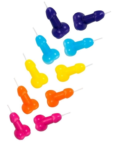 Набор из 10 разноцветных свечей «Мини пенис» - фото, цены