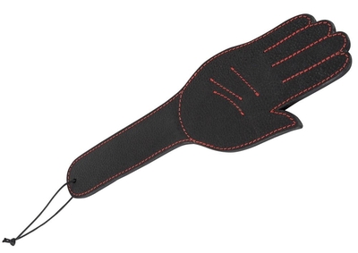 Чёрная шлёпалка Slapper Hand в виде ладошки с контрастной строчкой - 30 см. - фото, цены