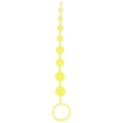 Желтая анальная цепочка-елочка Pleasure Beads - 30 см. - фото, цены