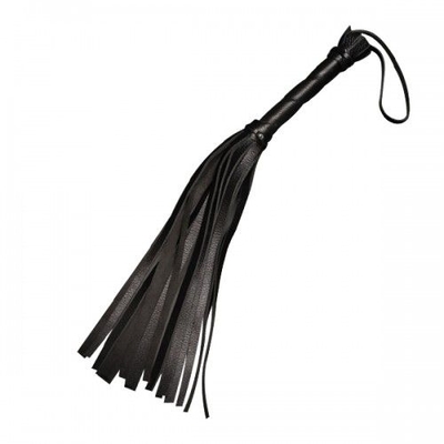 Маленькая чёрная кожаная плеть с ручкой-петлей - 40 см. - фото, цены