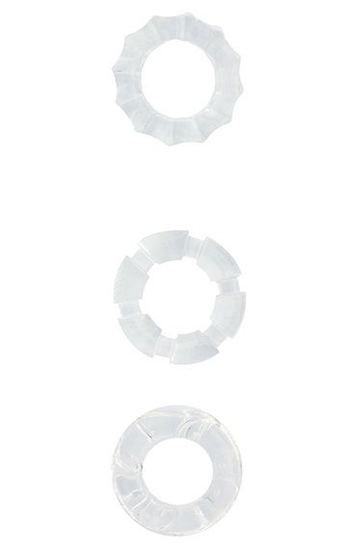 Набор из 3 прозрачных эрекционных колец Menzstuff Stretchy Cock Rings - фото, цены