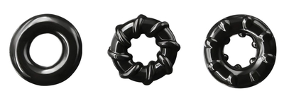 Набор из 3 черных эрекционных колец Dyno Rings - фото, цены