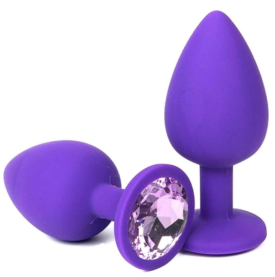 Фиолетовая силиконовая пробка с сиреневым кристаллом - 8 см. - фото, цены