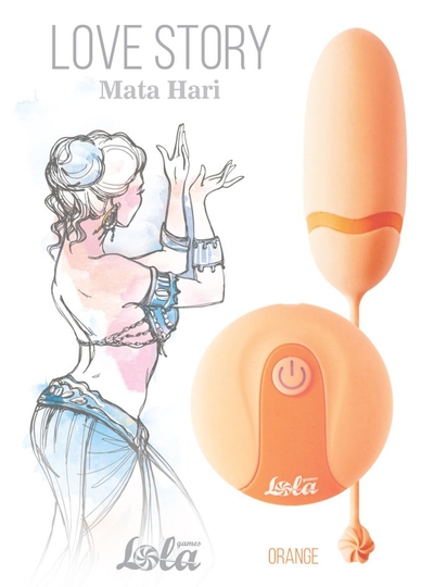 Оранжевое виброяйцо Mata Hari с пультом ду - фото, цены